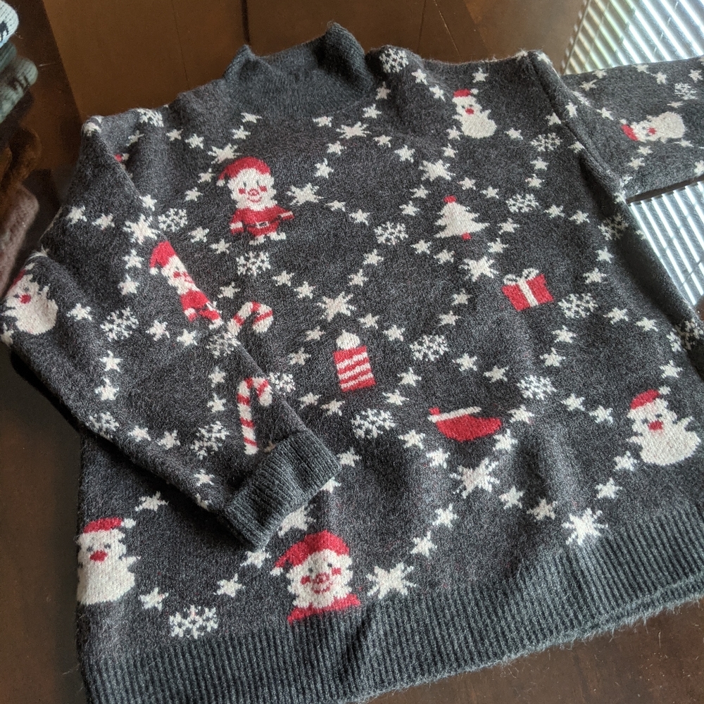 Soft Grey Christmas Turtleneck Sweater